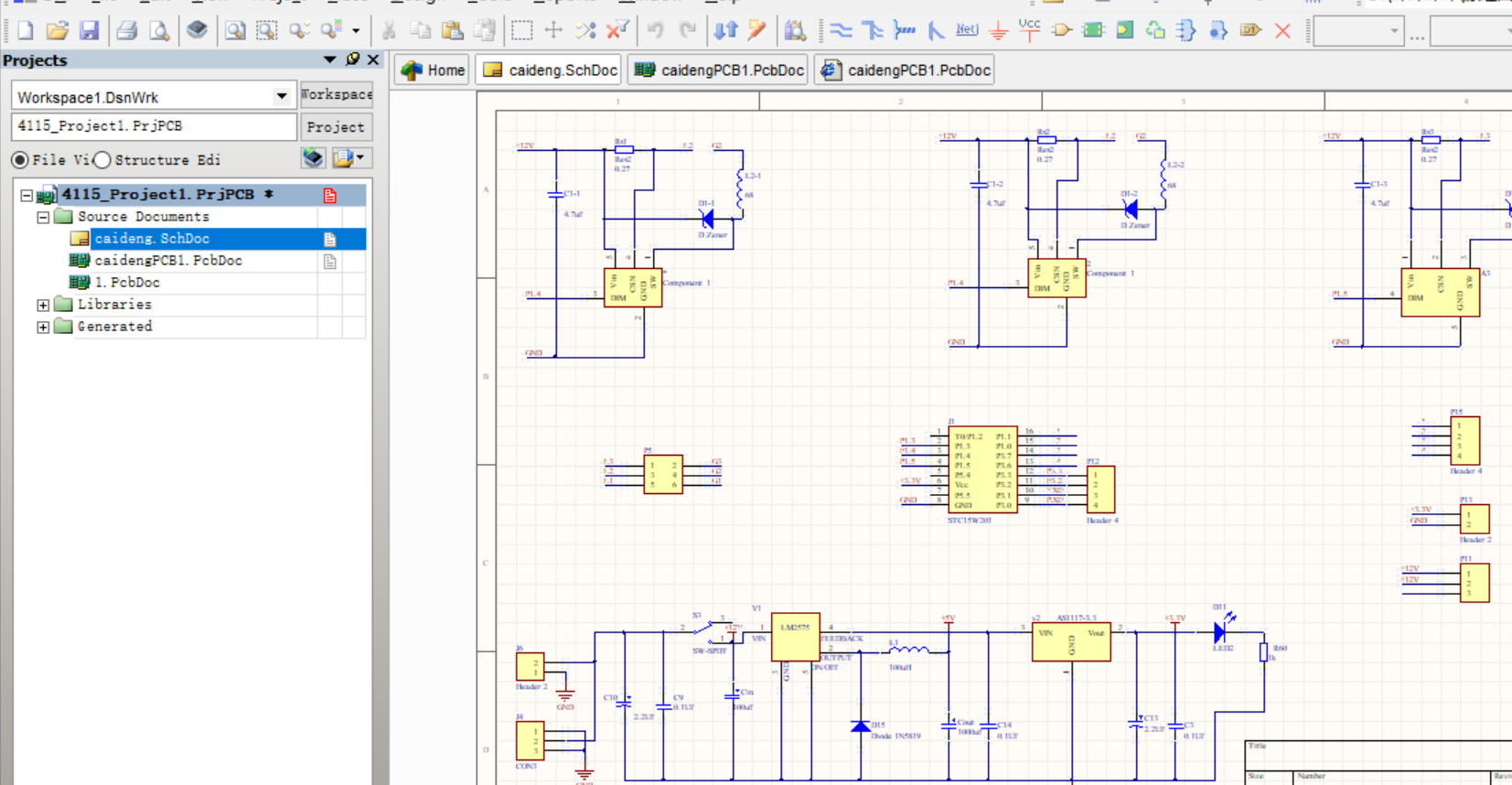 基于STC15W201单片机+PT4115的彩灯 ALTIUM AD硬件原理图+PCB文件