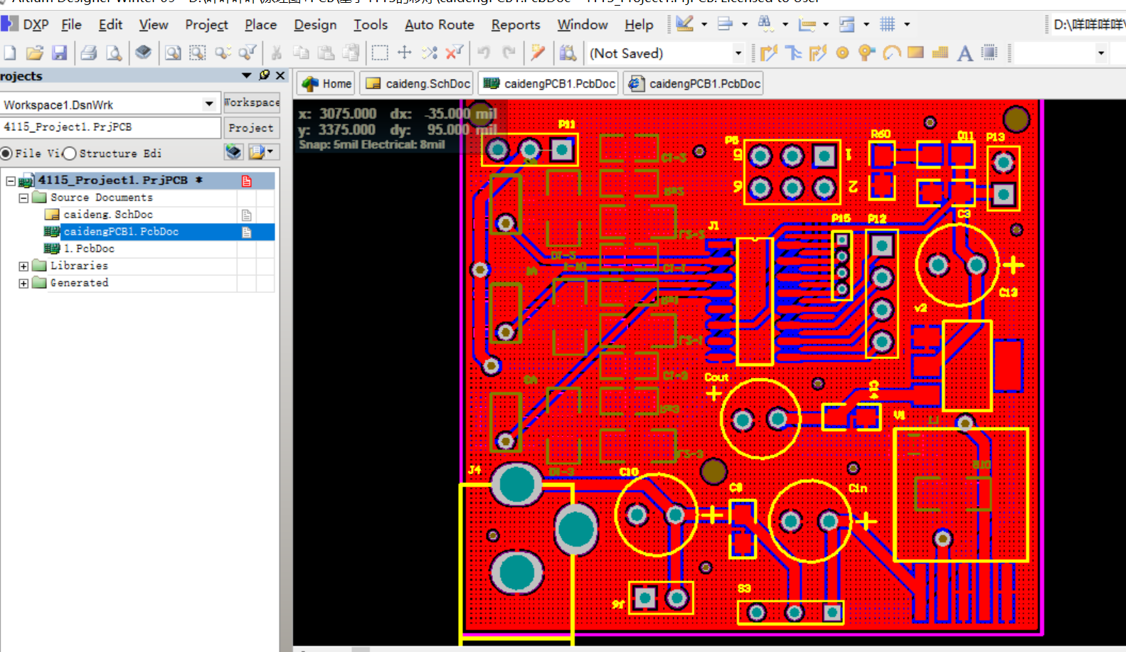 基于STC15W201单片机+PT4115的彩灯 ALTIUM AD硬件原理图+PCB文件