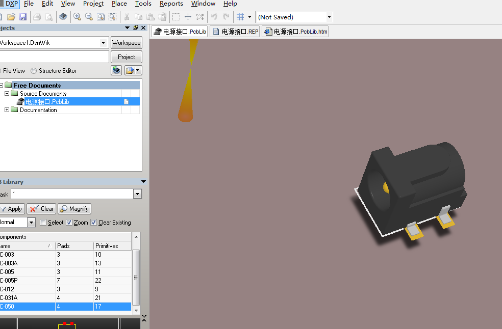 电源接口 Altium封装 AD封装库 2D+3D PCB封装库-1MB