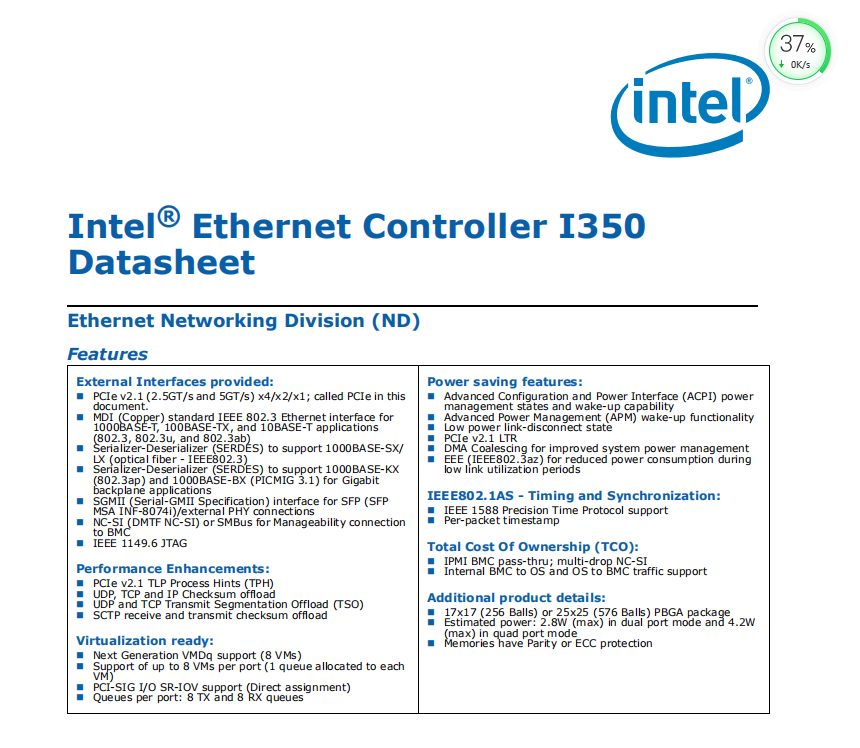 INTEL PCIE转4路千兆以太网芯片ethernet-controller-i350  995页