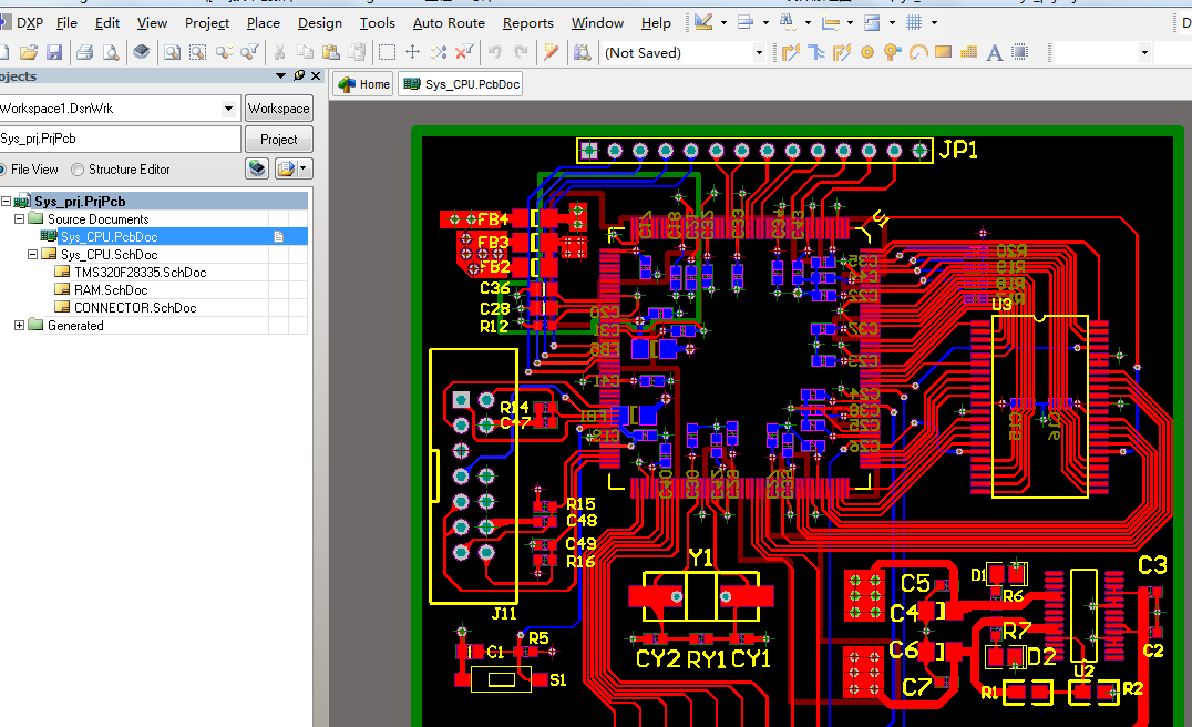 TMS320F28335 DSP核心板AD设计原理图+PCB封装文件