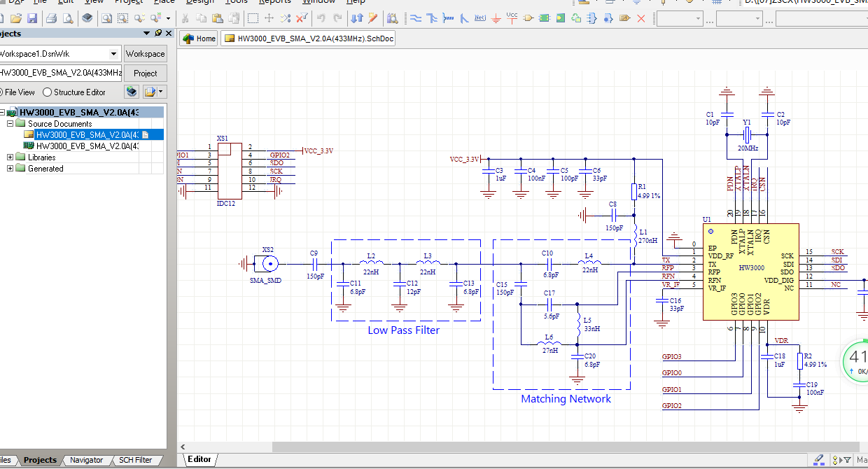 HW3000  433MHz无线模块ALTIUM设计硬件原理图+PCB+封装库文件