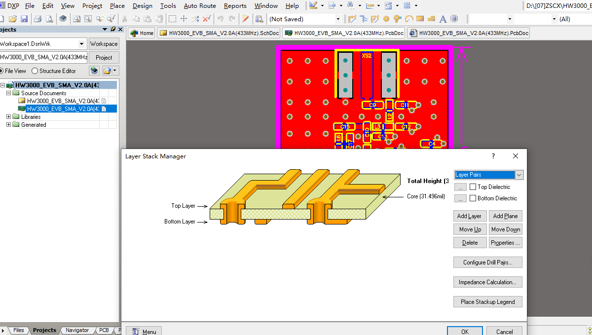 HW3000  433MHz无线模块ALTIUM设计硬件原理图+PCB+封装库文件