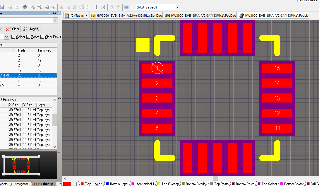 HW3000  433MHz无线模块ALTIUM设计硬件原理图+PCB+封装库文件