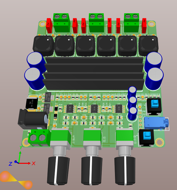 TPA3116D2数字蓝牙功放板，包含PCB、原理图及相关封装，可直接打板