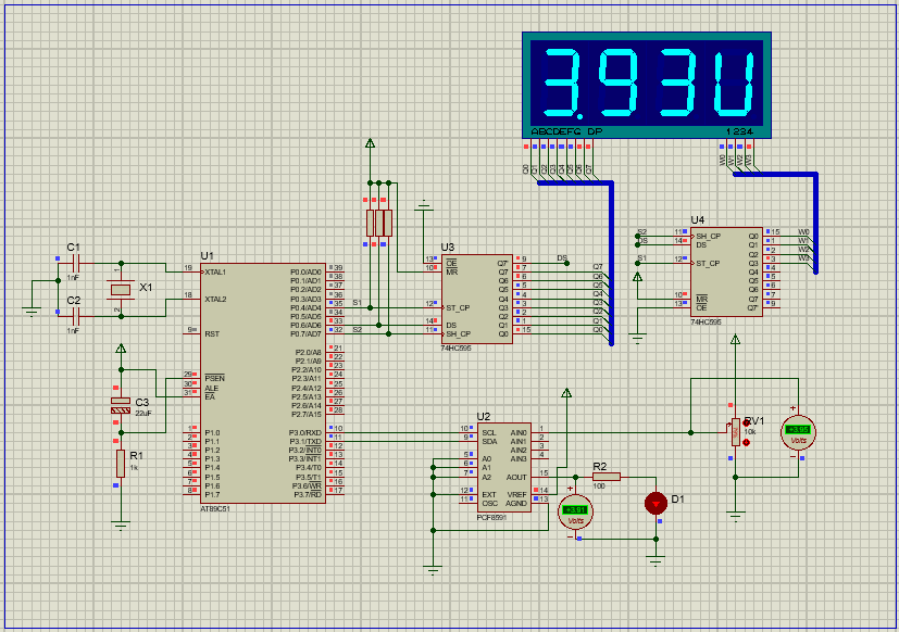 基于51单片机数字电压表proteus仿真
