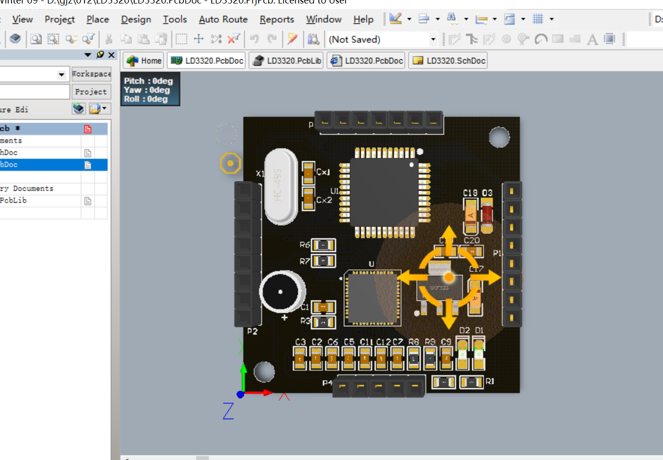 STC11L08XE单片机+LD3320音频控制板AD设计原理图+PCB+封装库文件