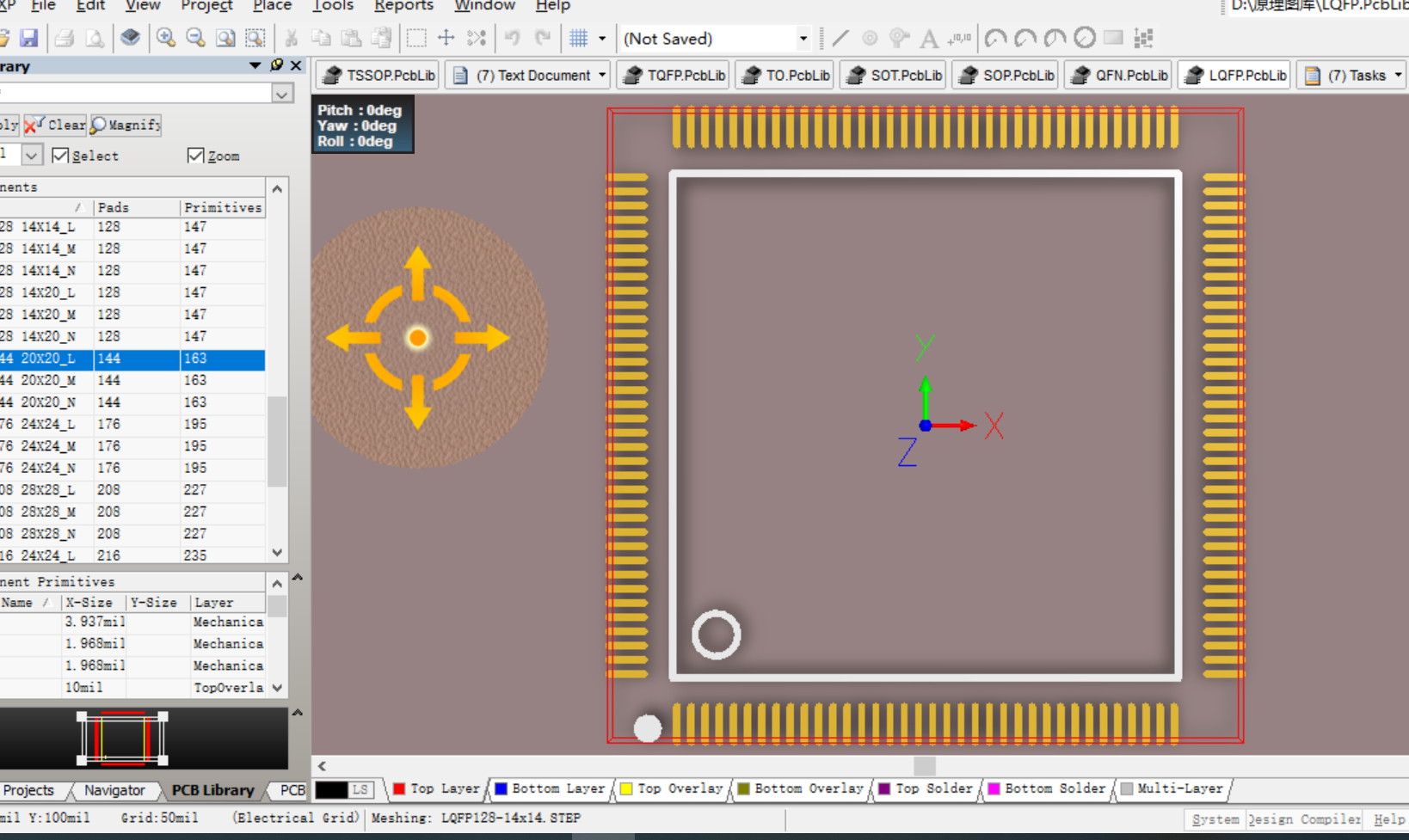 LQFP32 44 64 LQFP128封装Altium Designer AD PCB封装库2D3