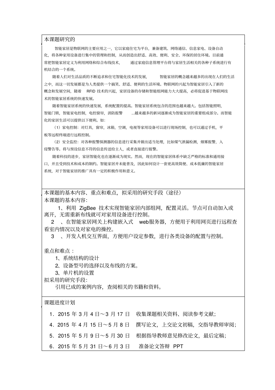 基于zigbee技术的智能家居系统大学本科毕业论文