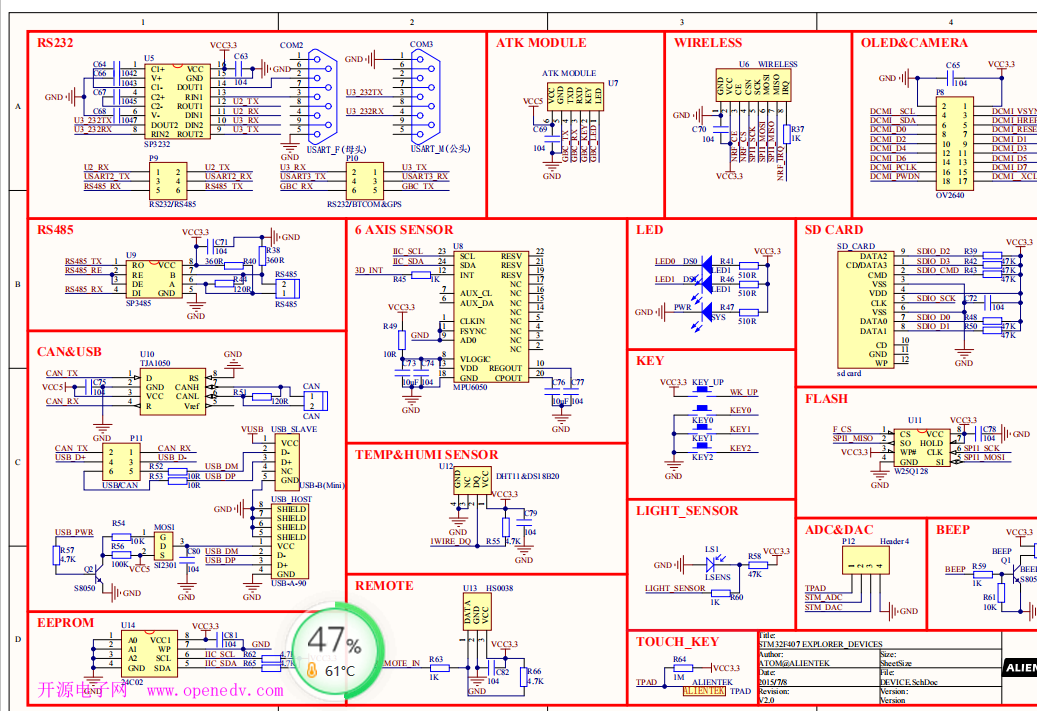 STM32F407单片机开发板PDF原理图+AD集成封装库+主要器件技术手册资料: 器件手册： AM