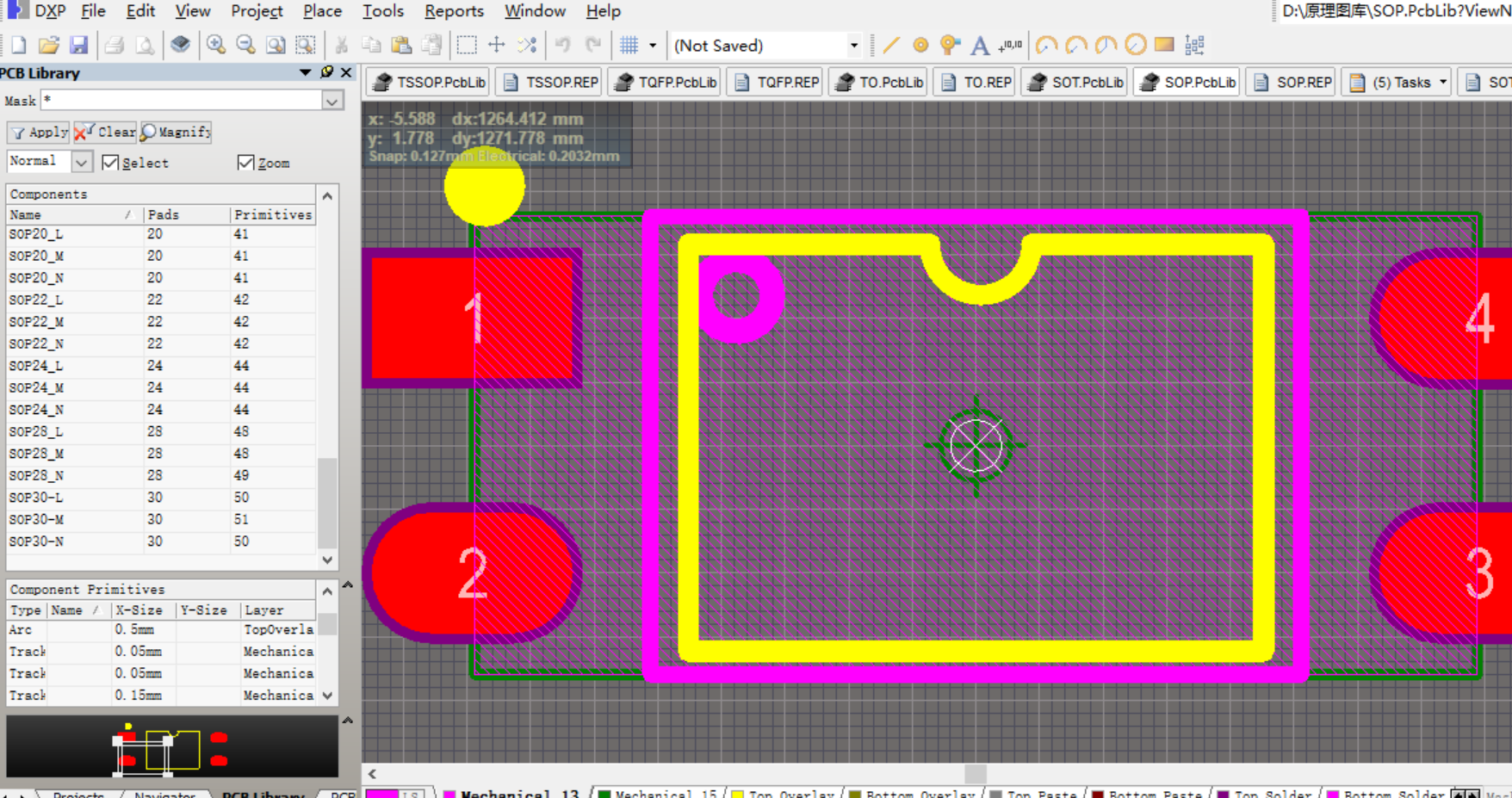 SOP4 SOP8 SOP16 SOP24封装Altium Designer AD PCB封装库2D