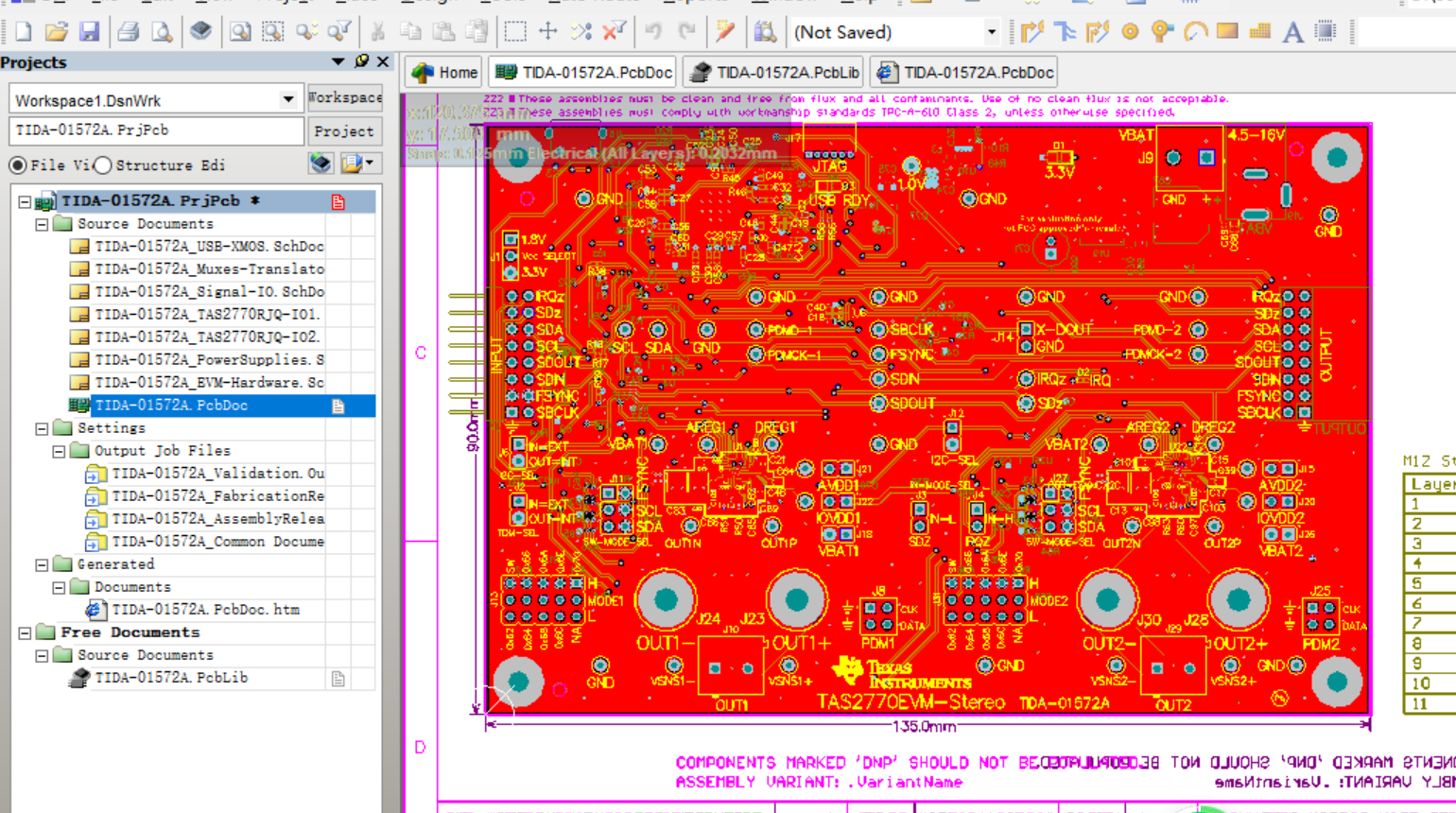 数字功放TAS2770开发板评估板 ALTIUM设计硬件原理图+PCB+封装库文件